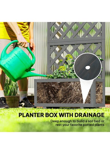 Outsunny Grey Wood Planter with Trellis for Climbing Plants