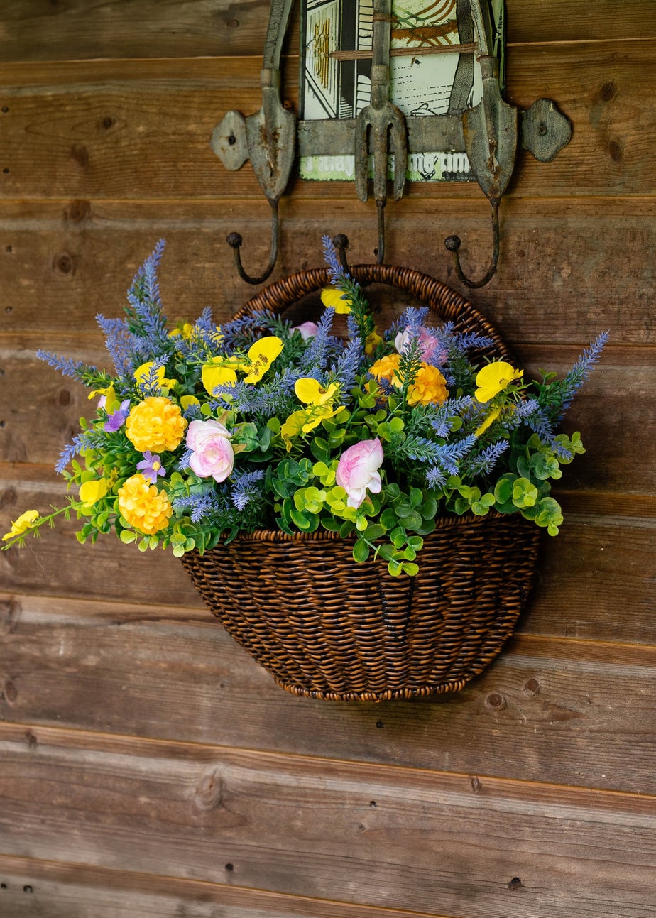Scottish Everlastings Yellow Outdoor Wall Basket (48cm)