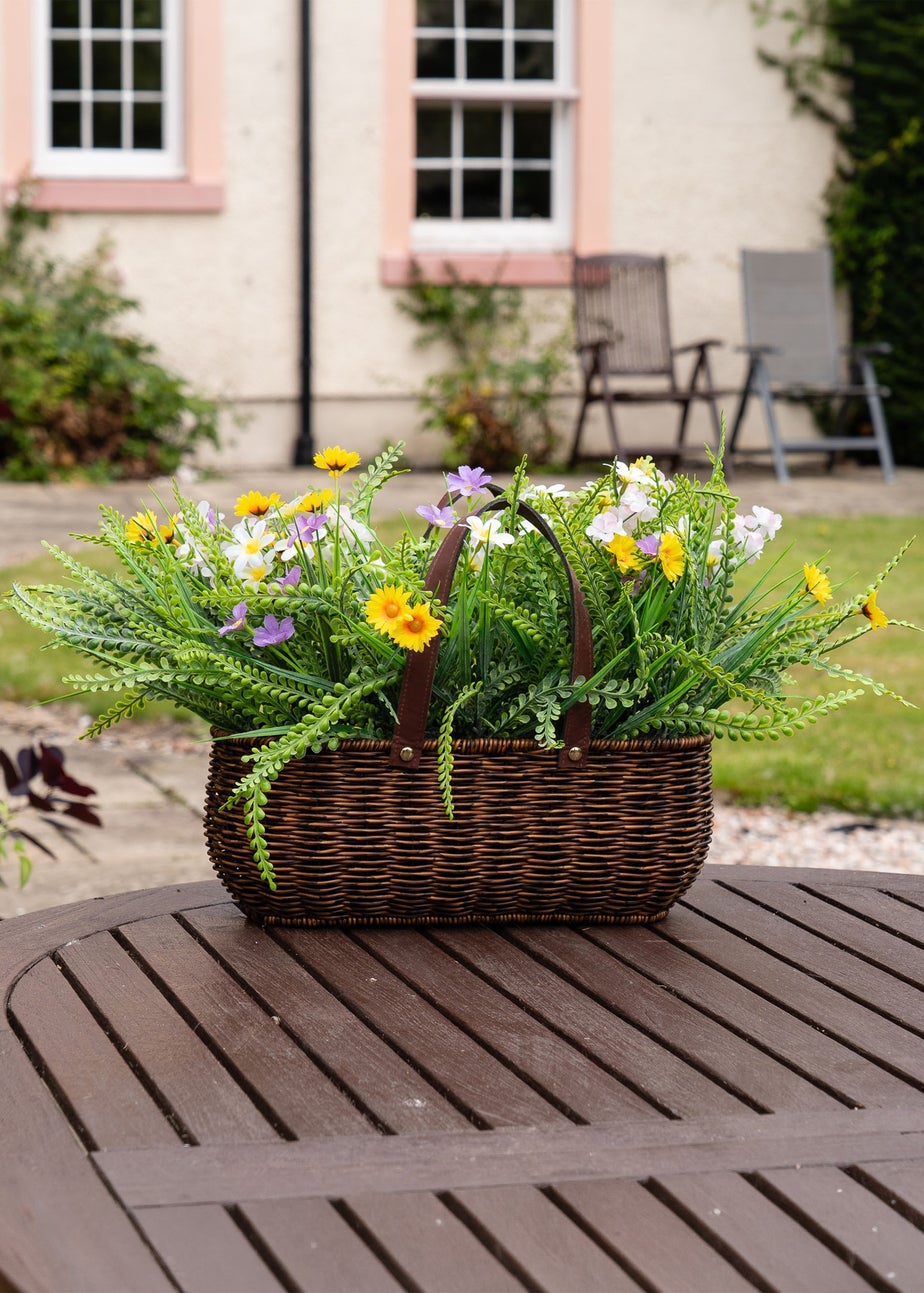 Scottish Everlastings Green Mixed Wildflower Outdoor Basket with Handles (55cm)