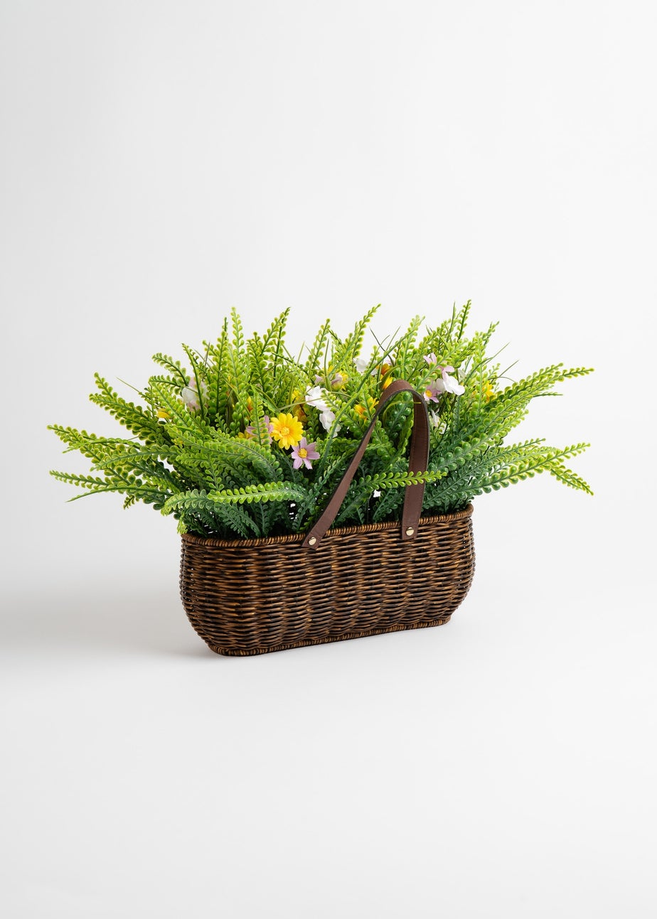 Scottish Everlastings Green Mixed Wildflower Outdoor Basket with Handles (55cm)