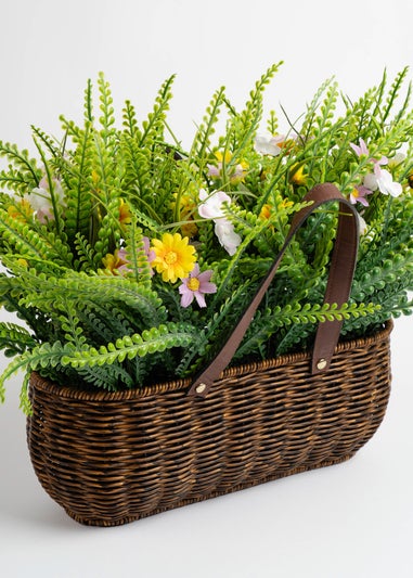 Scottish Everlastings Green Mixed Wildflower Outdoor Basket with Handles (55cm)
