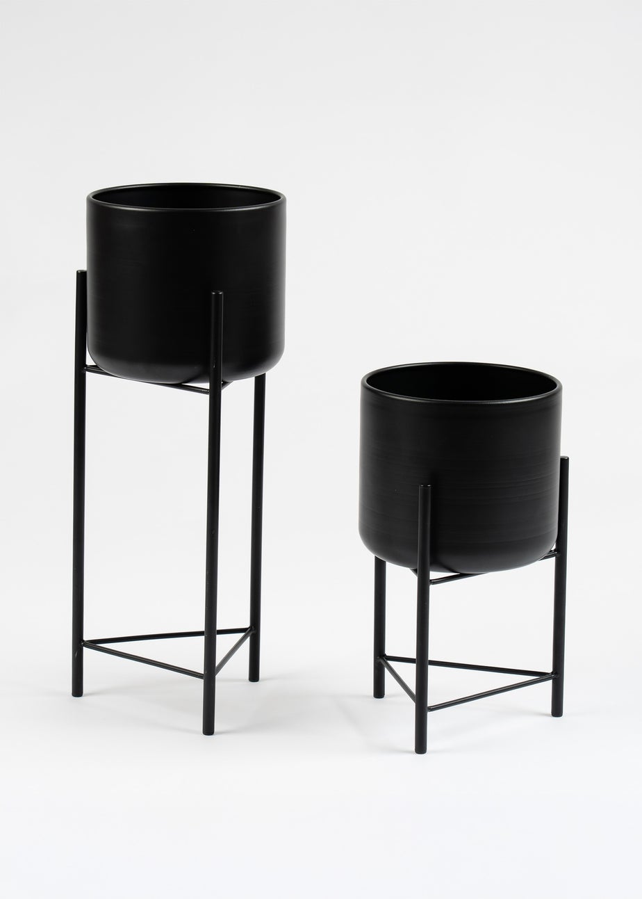 Scottish Everlastings Set of 2 Black Planters