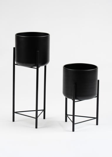 Scottish Everlastings Set of 2 Black Planters