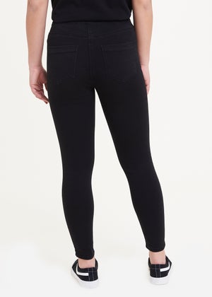 Papaya Petite Jessie Black Ripped High Waisted Jeans Matalan