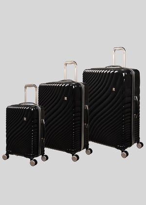 IT Luggage Black Wave Suitcase Matalan