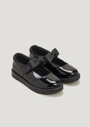 Girls Black Patent Bow School Shoes Younger 4 12 Matalan