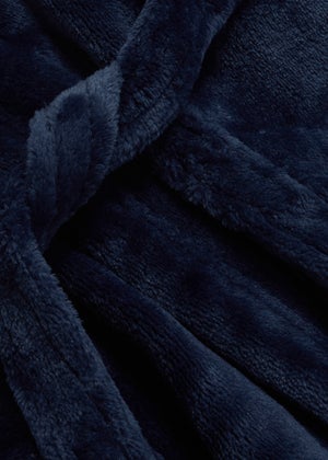 Boys Navy Fleece Hooded Dressing Gown 9mths 11yrs Matalan