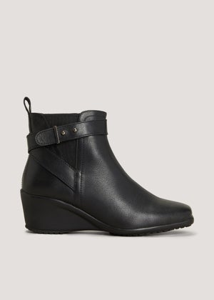 Soleflex Black Leather Wedge Boots Matalan