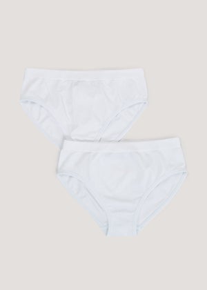 Girls 2 Pack Ribbed Seamless Knickers (6-13yrs) - Matalan