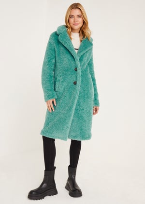 Teal Teddy Coat - Matalan