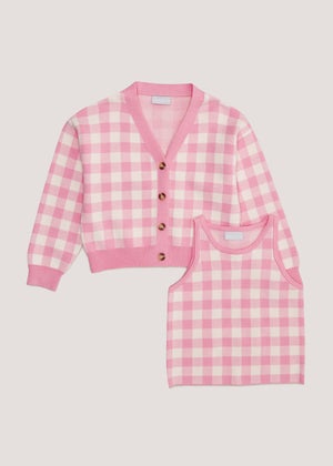 mideal 【plaid pattern cardigan PINK】 mideal plaid pattern cardigan