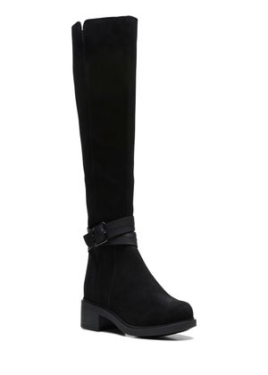 Clarks black suede knee high boots 2025