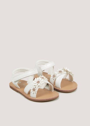 Girls White Flower Sandals Younger 4 9 Matalan