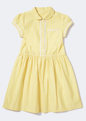 Girls Yellow Traditional Gingham School Dress 3 13yrs Matalan