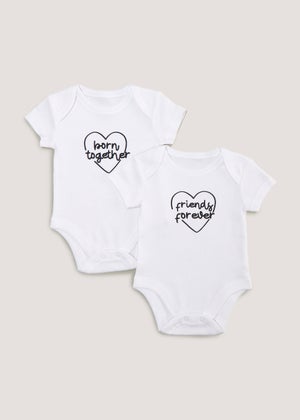 Baby 2 Pack White Twin Bodysuits Tiny Baby 12mths Matalan