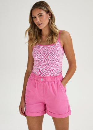 Pink Paperbag Denim Shorts Matalan