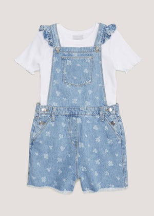 Girls Denim Dungarees T Shirt Set 4 13yrs Matalan