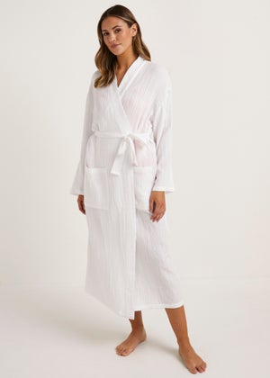 White Double Cloth Dressing Gown Matalan