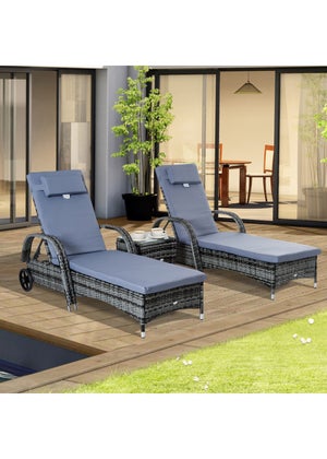 Outsunny rattan lounger set grey online