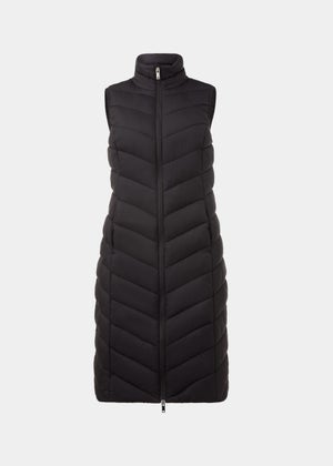Black Long Padded Shower Resistant Gilet