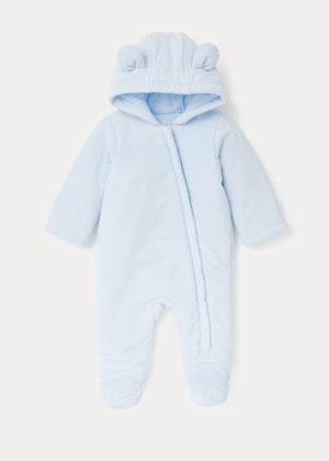Baby Blue Velour Snowsuit Newborn 18mths Matalan