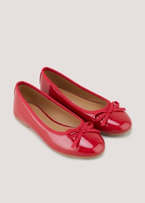 Girls Red Patent Bow Ballet Flats Younger 12 Older 5 Matalan