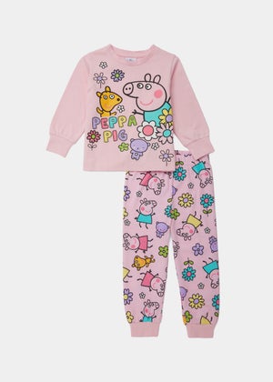 Kids Pink Peppa Pig Floral Pyjama Set 9mths 5yrs Matalan