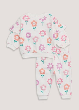- (Newborn-23mths) Multicoloured Sweatshirt Matalan Set Joggers Floral & Baby