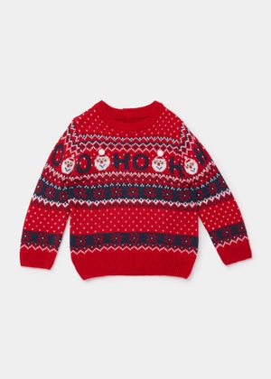 Boys Mini Me Red Christmas Santa Knitted Jumper 9mths 4yrs Matalan