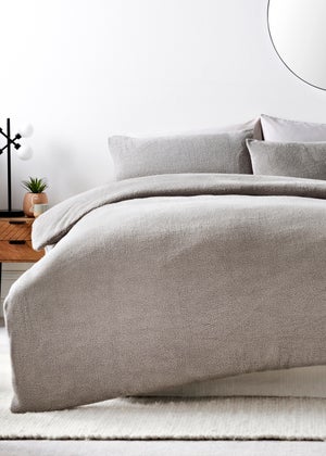 Grey Teddy Fleece Duvet Cover Matalan