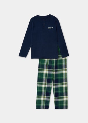 Boys Check Long Sleeve Woven Pyjama Set 4 13yrs Matalan