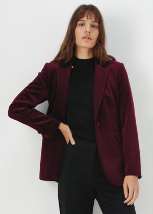 Et Vous Berry Bonded Velvet Blazer Matalan