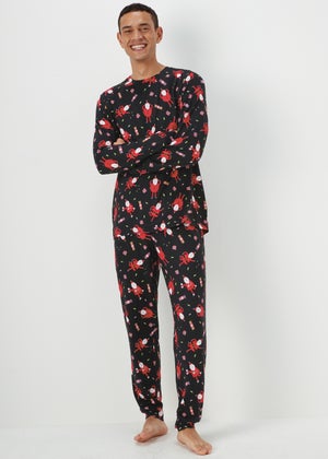 Black Dancing Santa Christmas Pyjama Set Matalan