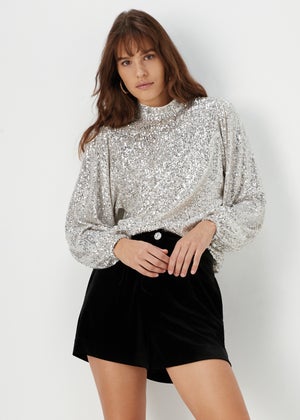 Silver online glitter tops
