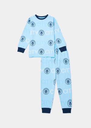 Kids Blue Manchester City Football Club Pyjama Set 4 12yrs Matalan