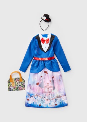 Kids Blue Mary Poppins Fancy Dress Costume 3 9yrs Matalan