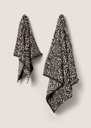Black Gold 100 Cotton Casa Leopard Print Towel Matalan