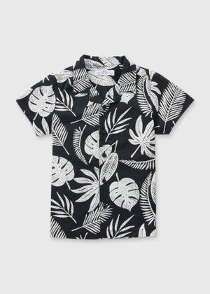 Boys Black Leaf Print Shirt (7-13yrs) - Matalan