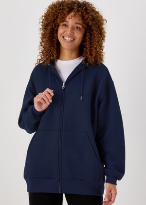 Navy zip up hoodie ladies hotsell