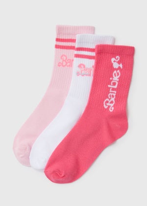 Barbie Girls 3 Pack Pink Socks - Matalan