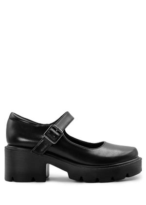 Where's That From Black Pu Rylee Chunky Platform Retro Loafers