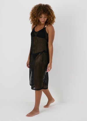 Black Crochet Mini Dress Matalan