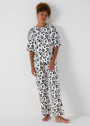 White leopard print pajamas top