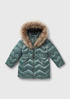 Girls Showerproof Teal Padded Coat 7 15yrs Matalan