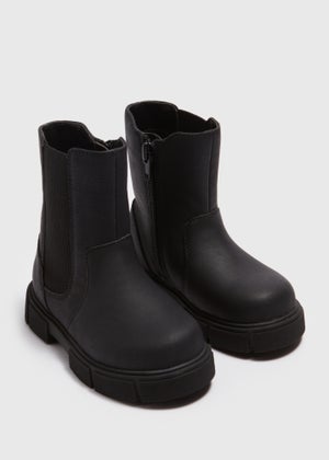 Girls Black Mid Calf Chelsea Boots Younger 4 9 Matalan