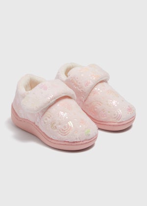 Girls Pink Rainbow Cupsole Slippers Younger 4 12 Matalan