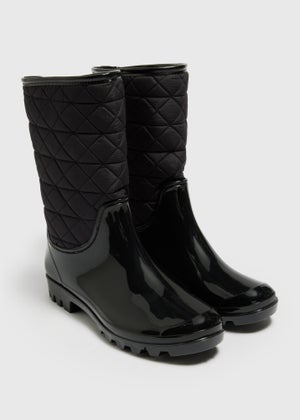 Black Quilt Wellies Matalan