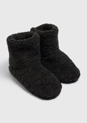 Charcoal Fluffy Gown Slipper Boots Matalan