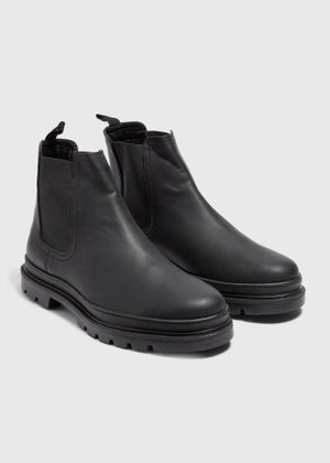Black Faux Leather Chelsea Boots Matalan