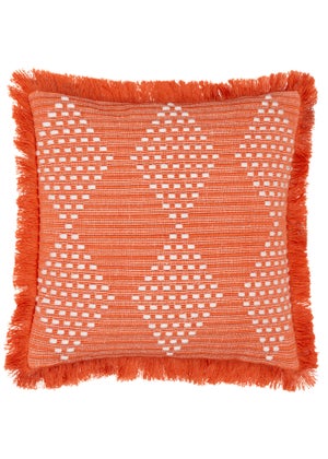 furn. Orange Kadie PET Woven Outdoor Filled Cushion 45 x 45 x 8cm Matalan